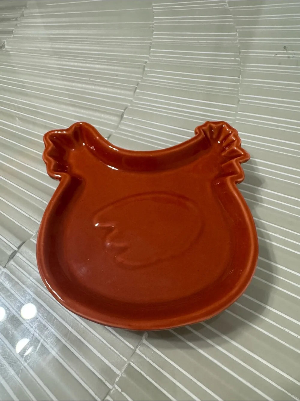 Rust Orange Ceramic Hen-Shaped spoon rest